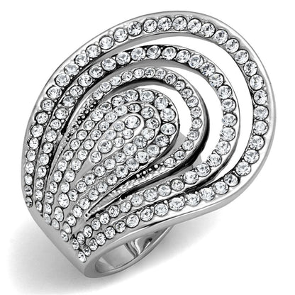 MALO3914 - Rhodium Brass Ring with Top Grade Crystal  in Clear