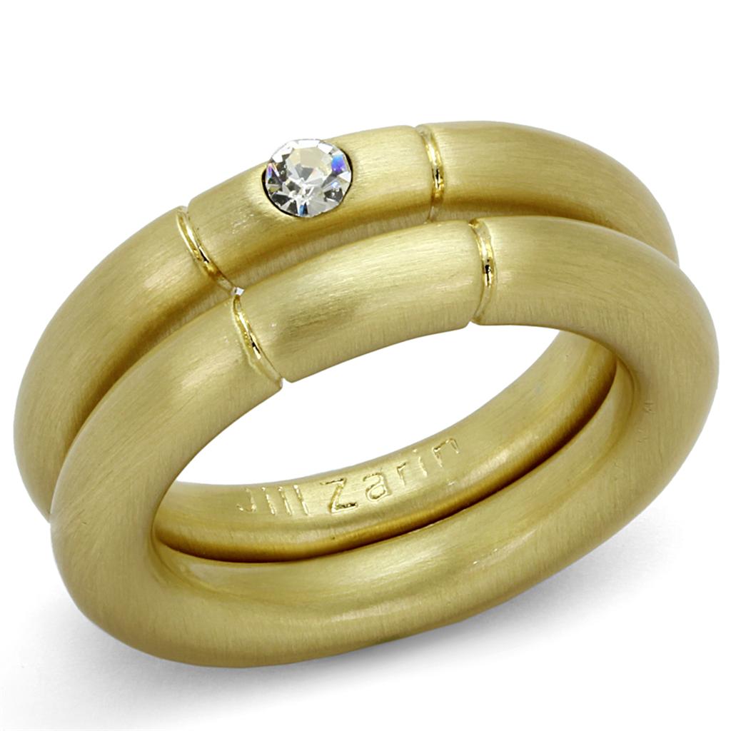 MALO3918 - Gold & Brush Brass Ring with Top Grade Crystal  in Clear
