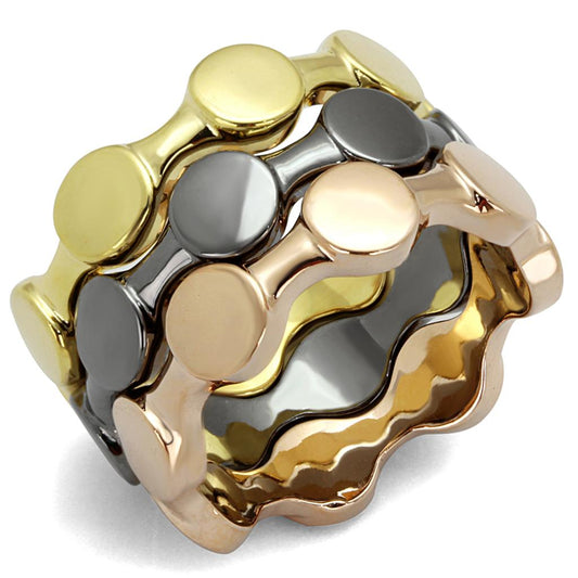 MALO3926 - Tricolor Brass Ring with No Stone