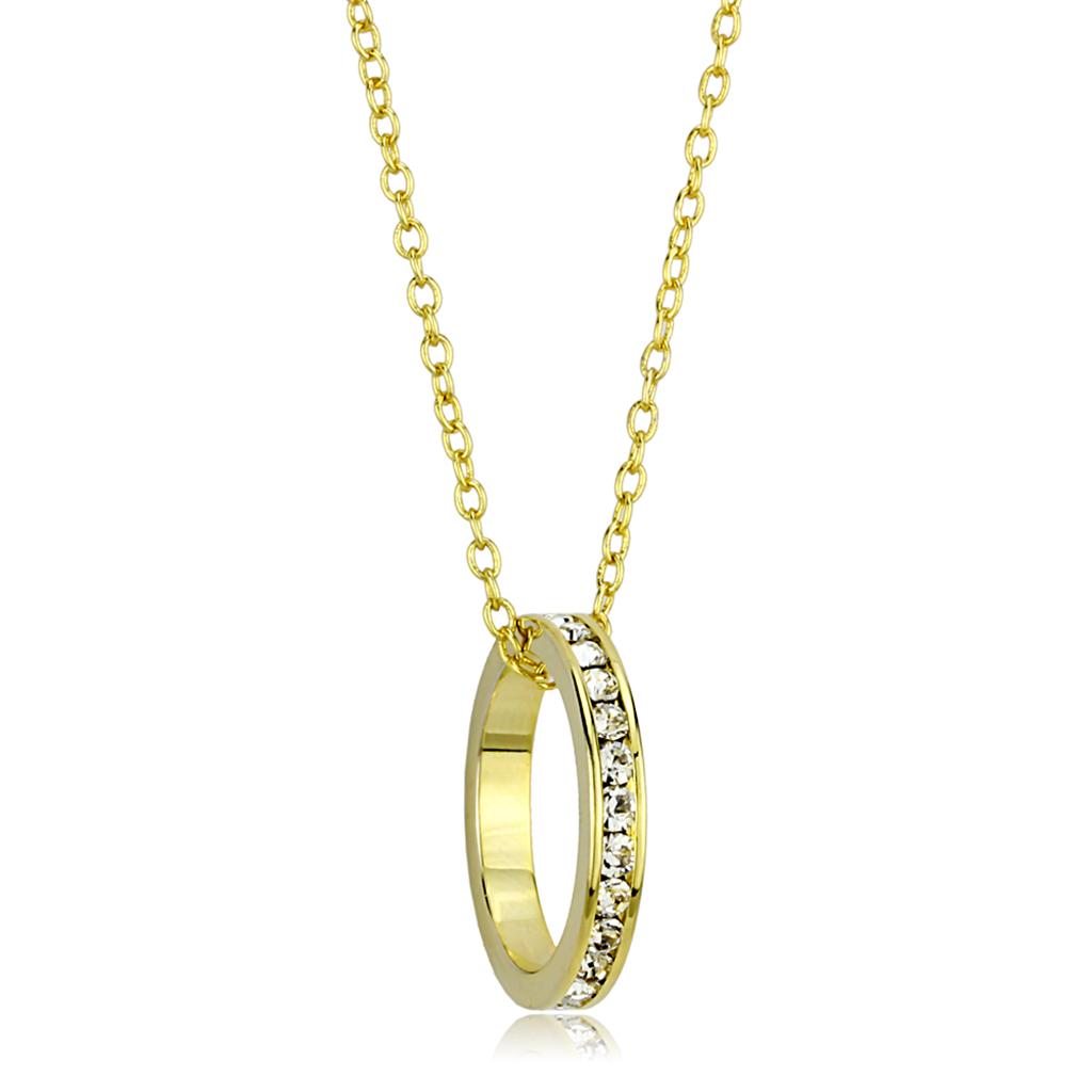 MALO3930 - Gold Brass Chain Pendant with Top Grade Crystal  in Clear