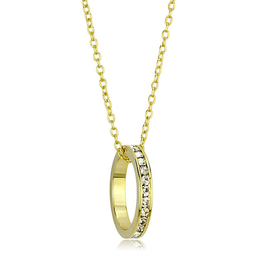 MALO3930 - Gold Brass Chain Pendant with Top Grade Crystal  in Clear