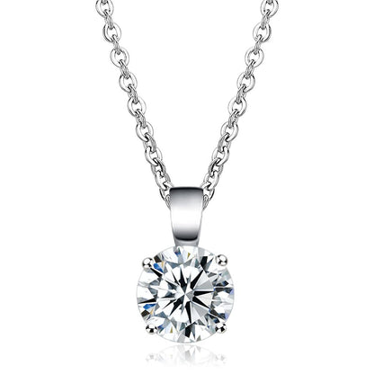MALO3933 - Rhodium Brass Chain Pendant with AAA Grade CZ  in Clear