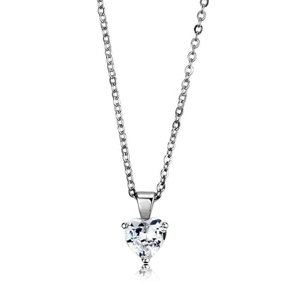 MALO3935 - Rhodium Brass Chain Pendant with AAA Grade CZ  in Clear