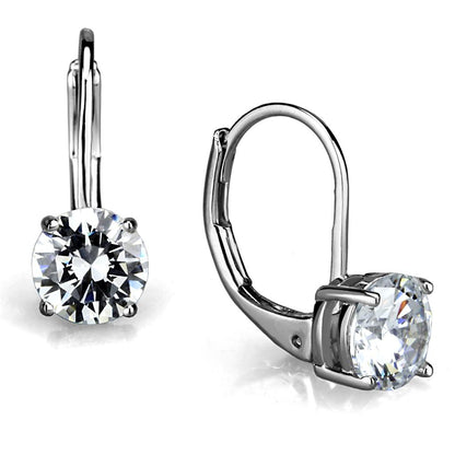 MALO3947 - Rhodium Brass Earrings with AAA Grade CZ  in Clear