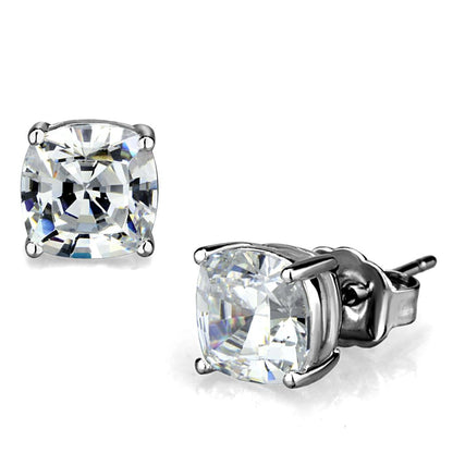 MALO3948 - Rhodium Brass Earrings with AAA Grade CZ  in Clear