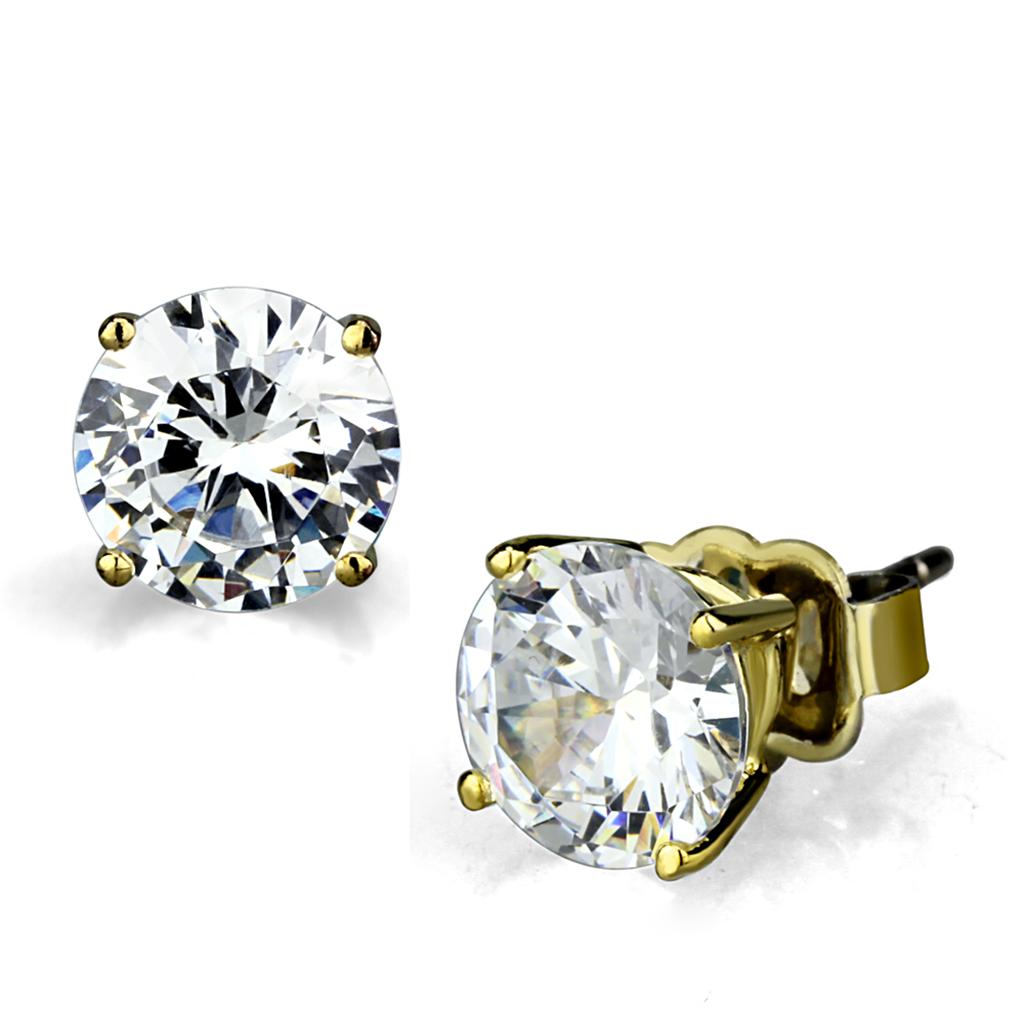 MALO3949 - Gold Brass Earrings with AAA Grade CZ  in Clear