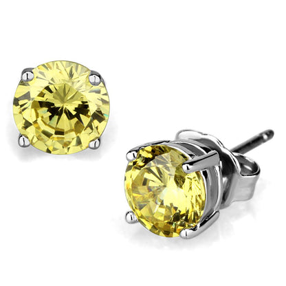 MALO3953 - Rhodium Brass Earrings with AAA Grade CZ  in Citrine Yellow