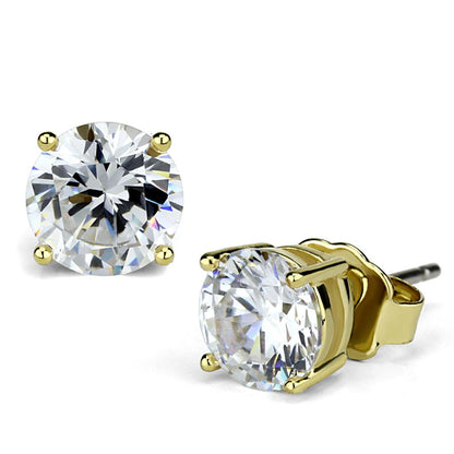 MALO3957 - Gold Brass Earrings with AAA Grade CZ  in Clear