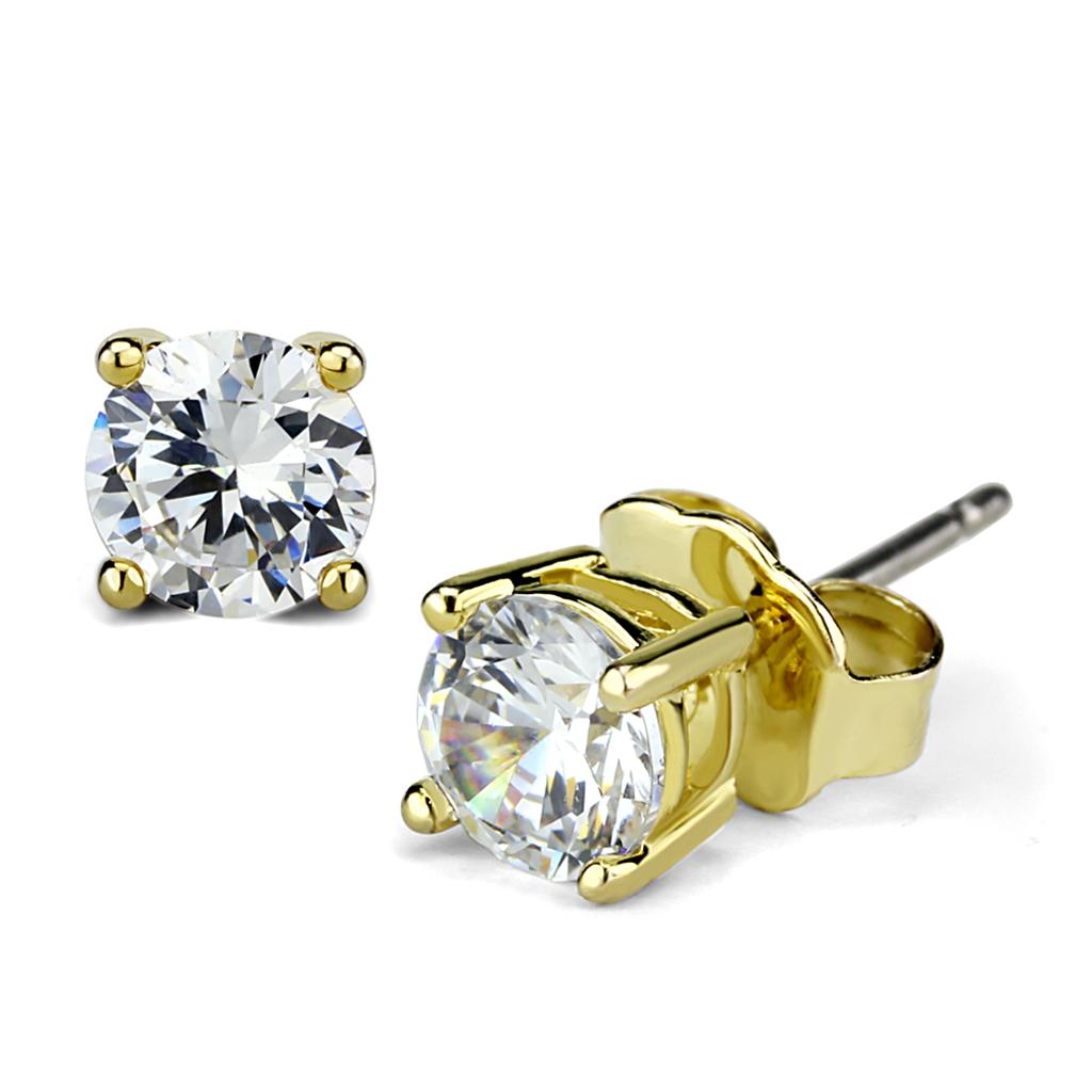 MALO3958 - Gold Brass Earrings with AAA Grade CZ  in Clear