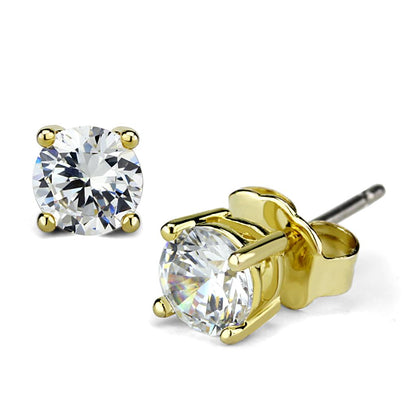 MALO3958 - Gold Brass Earrings with AAA Grade CZ  in Clear