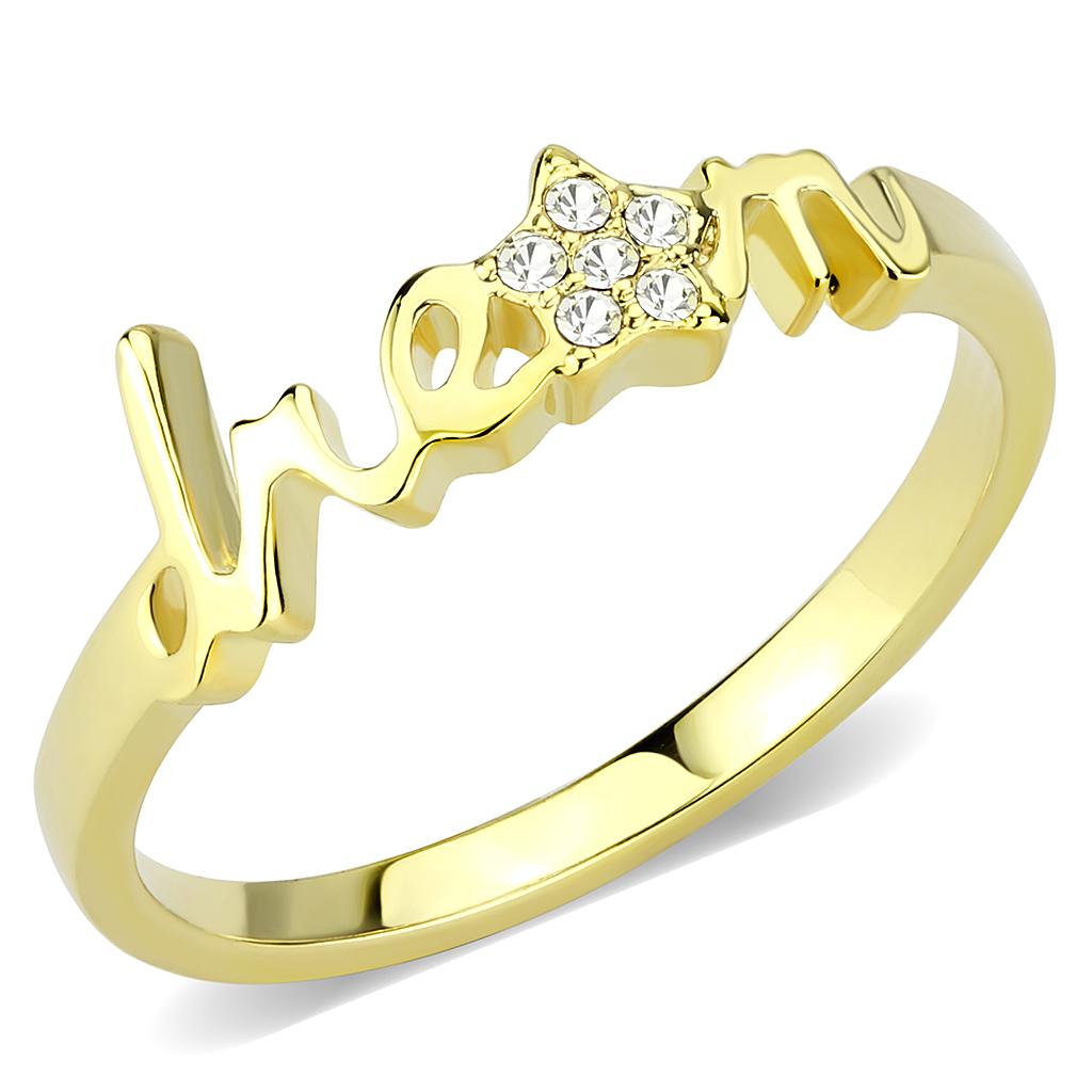 MALO3961 Flash Gold Brass Ring with Top Grade Crystal in Clear