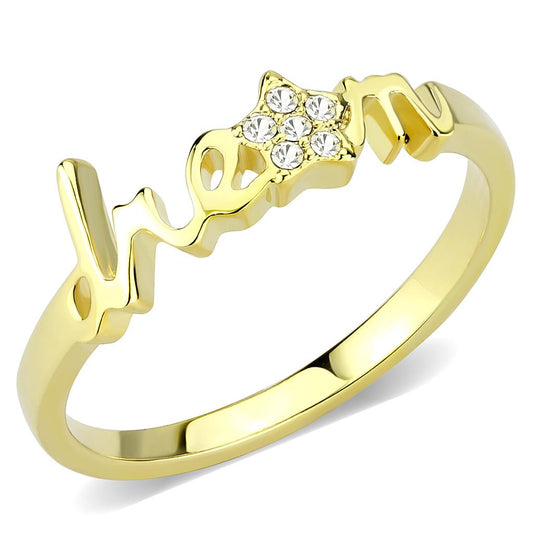 MALO3961 Flash Gold Brass Ring with Top Grade Crystal in Clear