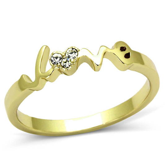 MALO3964 Flash Gold Brass Ring with Top Grade Crystal in Clear