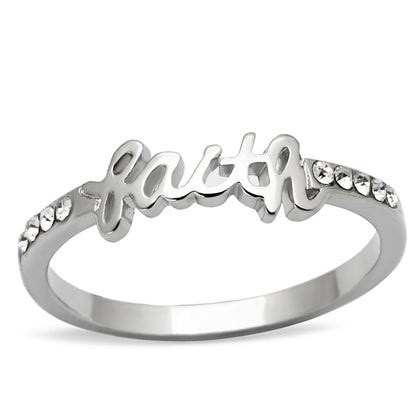 MALO3968 - Rhodium Brass Ring with Top Grade Crystal  in Clear