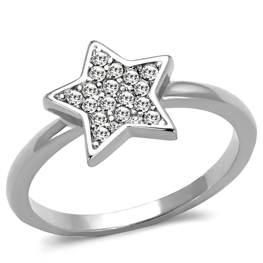 MALO3980 - Rhodium Brass Ring with Top Grade Crystal  in Clear