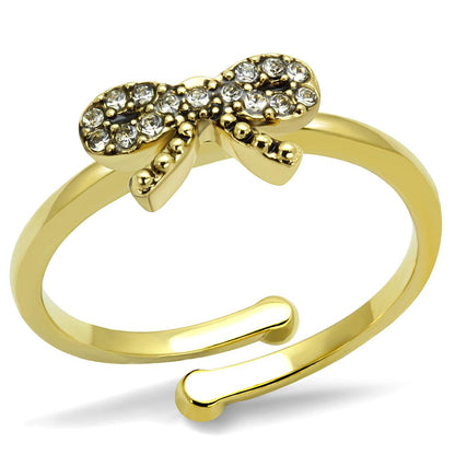 MALO4042 - Flash Gold Brass Ring with Top Grade Crystal  in Clear