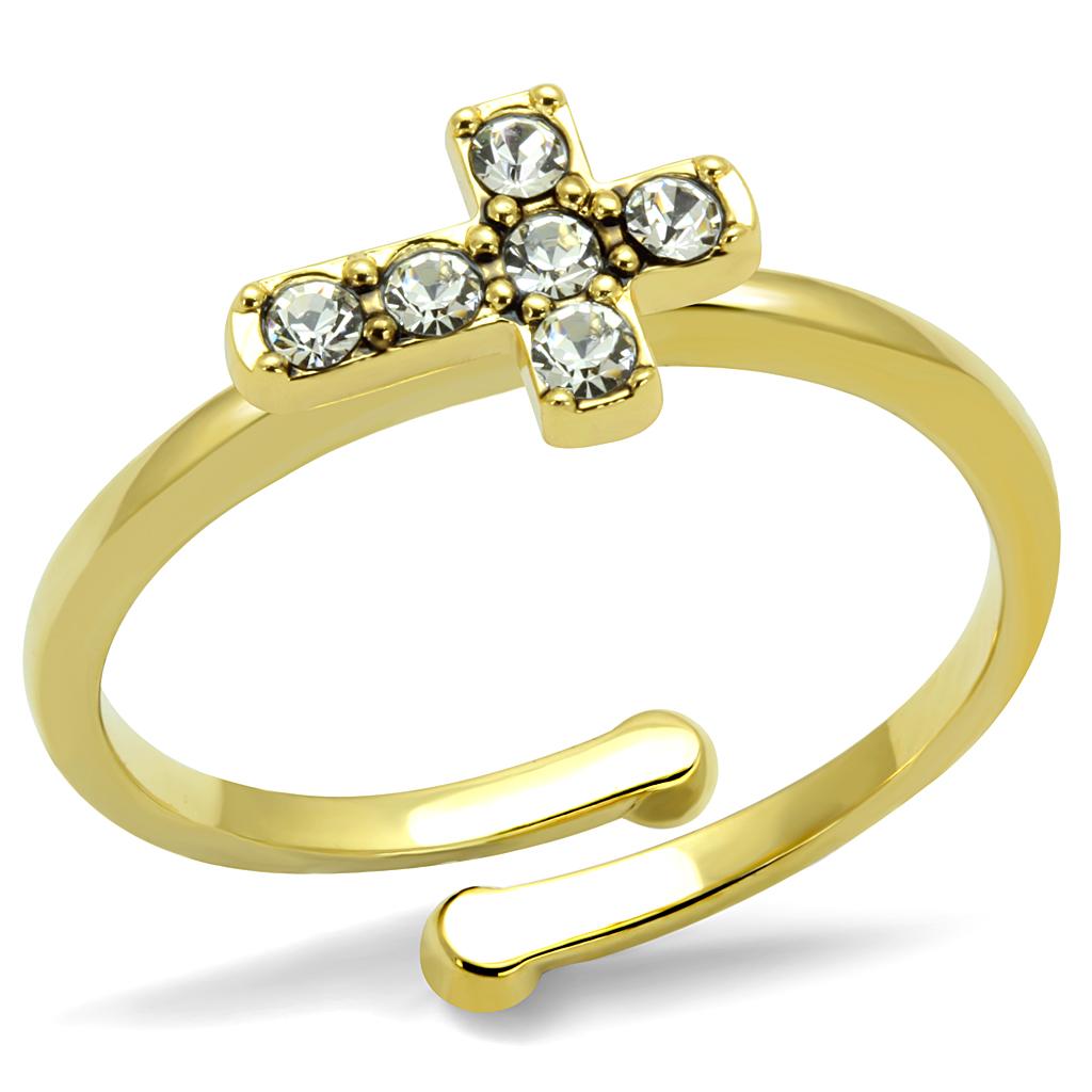 MALO4044 Flash Gold Brass Ring with Top Grade Crystal in Clear