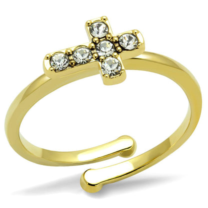 MALO4044 Flash Gold Brass Ring with Top Grade Crystal in Clear