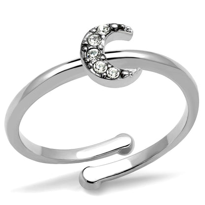 MALO4045 - Rhodium Brass Ring with Top Grade Crystal  in Clear