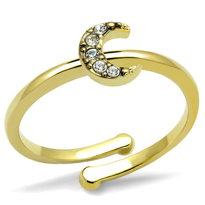 MALO4046 - Flash Gold Brass Ring with Top Grade Crystal  in Clear