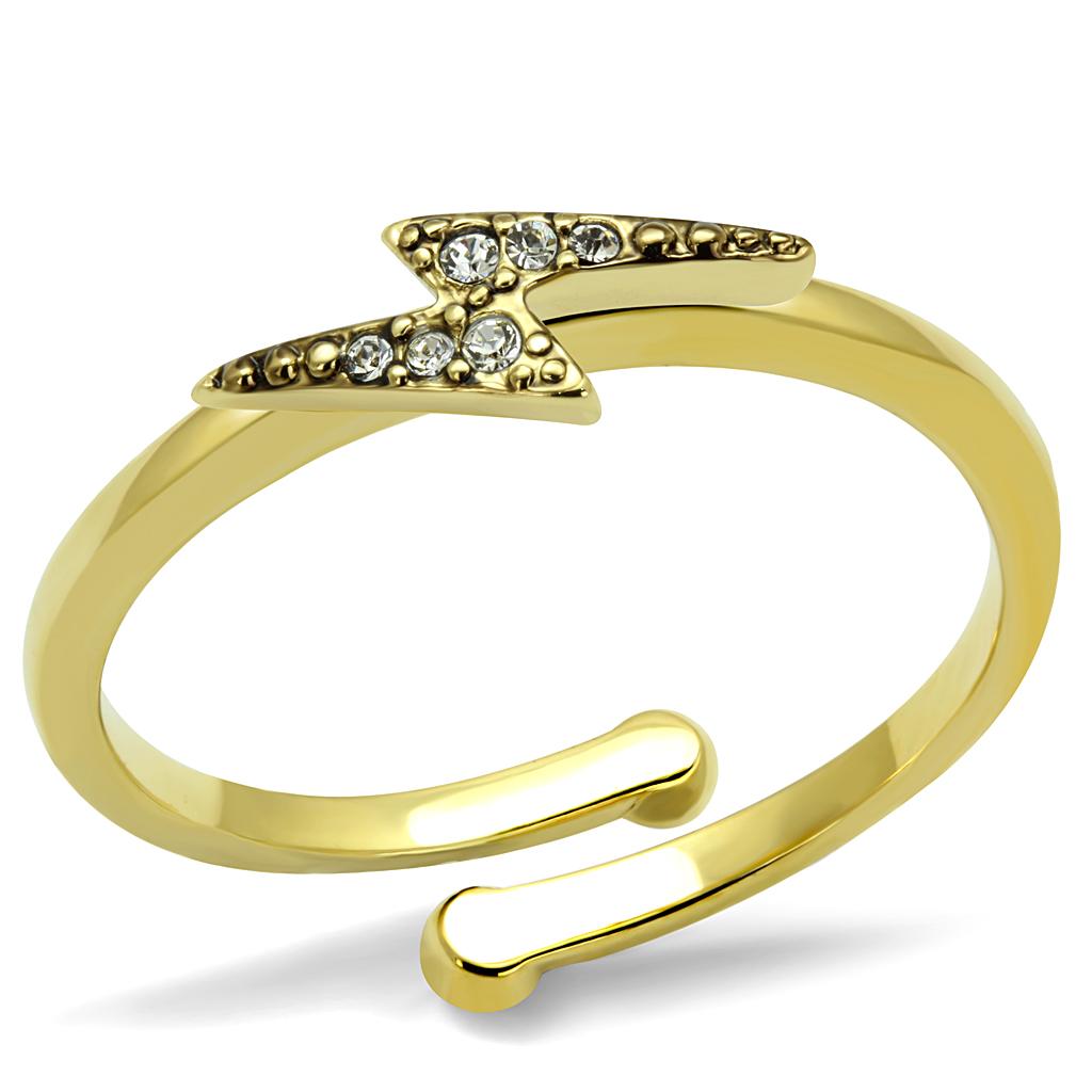 MALO4048 - Flash Gold Brass Ring with Top Grade Crystal  in Clear