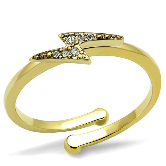 MALO4048 - Flash Gold Brass Ring with Top Grade Crystal  in Clear