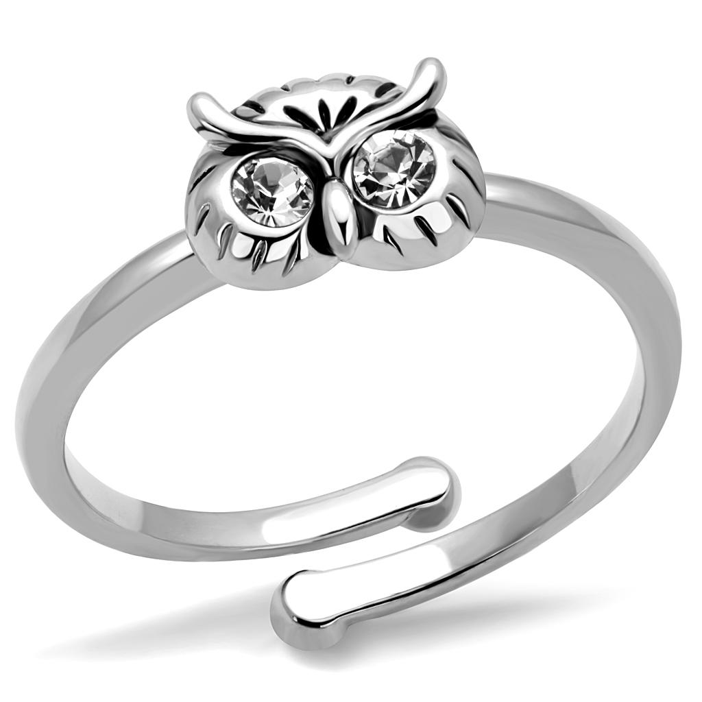 MALO4049 - Rhodium Brass Ring with Top Grade Crystal  in Clear