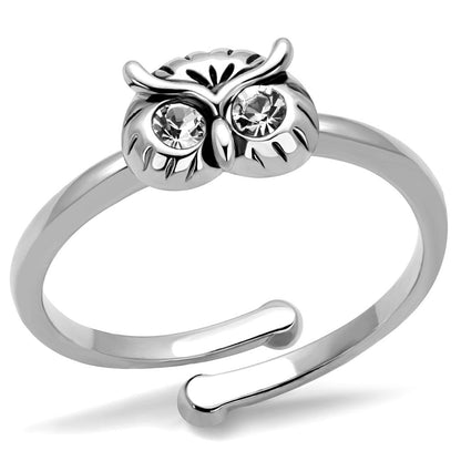 MALO4049 - Rhodium Brass Ring with Top Grade Crystal  in Clear