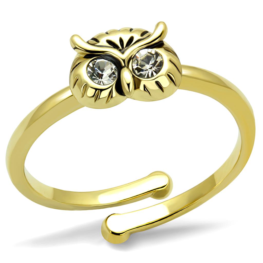 MALO4050 - Flash Gold Brass Ring with Top Grade Crystal  in Clear