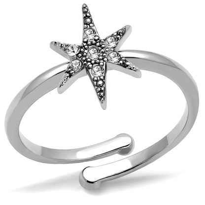 MALO4051 - Rhodium Brass Ring with Top Grade Crystal  in Clear