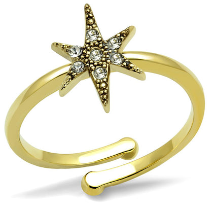 MALO4052 - Flash Gold Brass Ring with Top Grade Crystal  in Clear