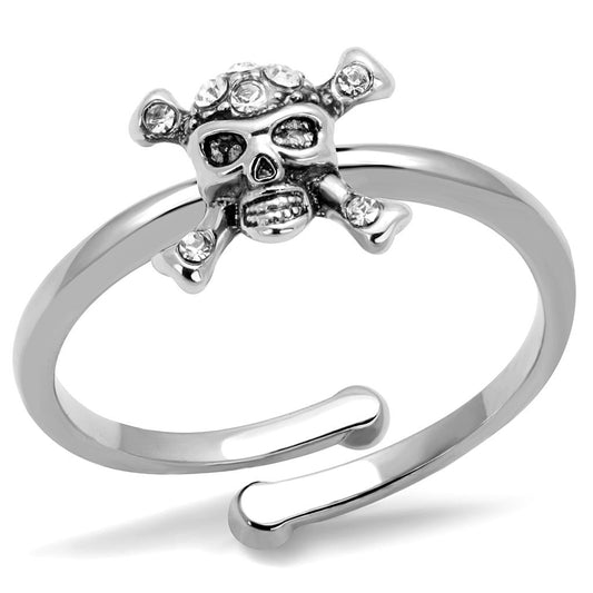 MALO4055 - Rhodium Brass Ring with Top Grade Crystal  in Clear