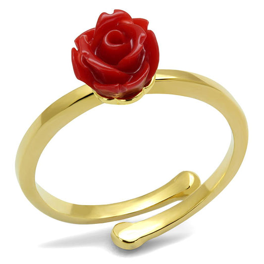 MALO4058 - Flash Gold Brass Ring with Synthetic Synthetic Stone in Siam