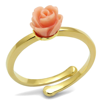 MALO4059 - Flash Gold Brass Ring with Synthetic Synthetic Stone in Light Peach