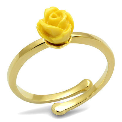 MALO4061 - Flash Gold Brass Ring with Synthetic Synthetic Stone in Topaz