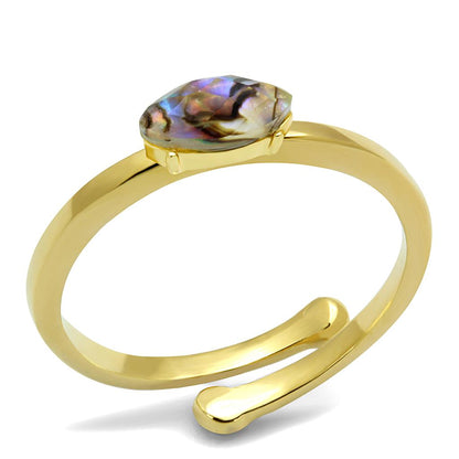 MALO4062 - Flash Gold Brass Ring with Precious Stone Conch in Multi Color