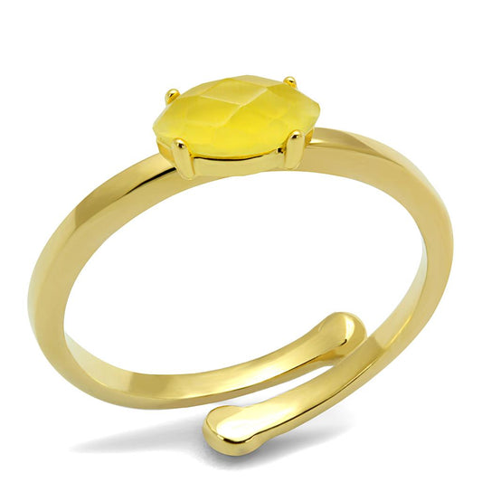 MALO4066 - Flash Gold Brass Ring with Synthetic Cat Eye in Topaz