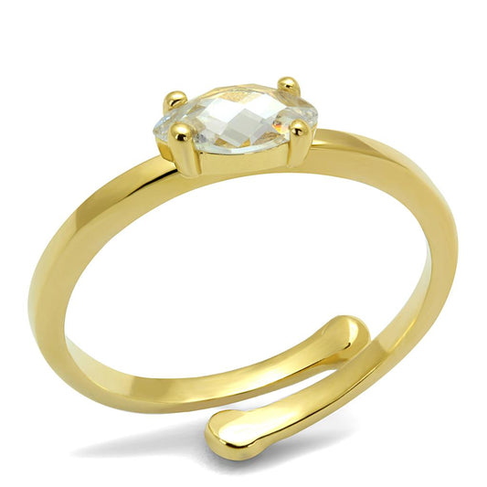 MALO4067 - Flash Gold Brass Ring with AAA Grade CZ  in Clear