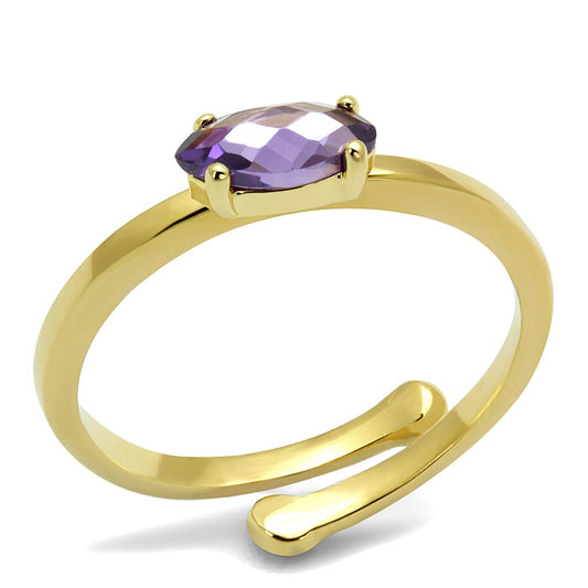 MALO4068 - Flash Gold Brass Ring with AAA Grade CZ  in Amethyst