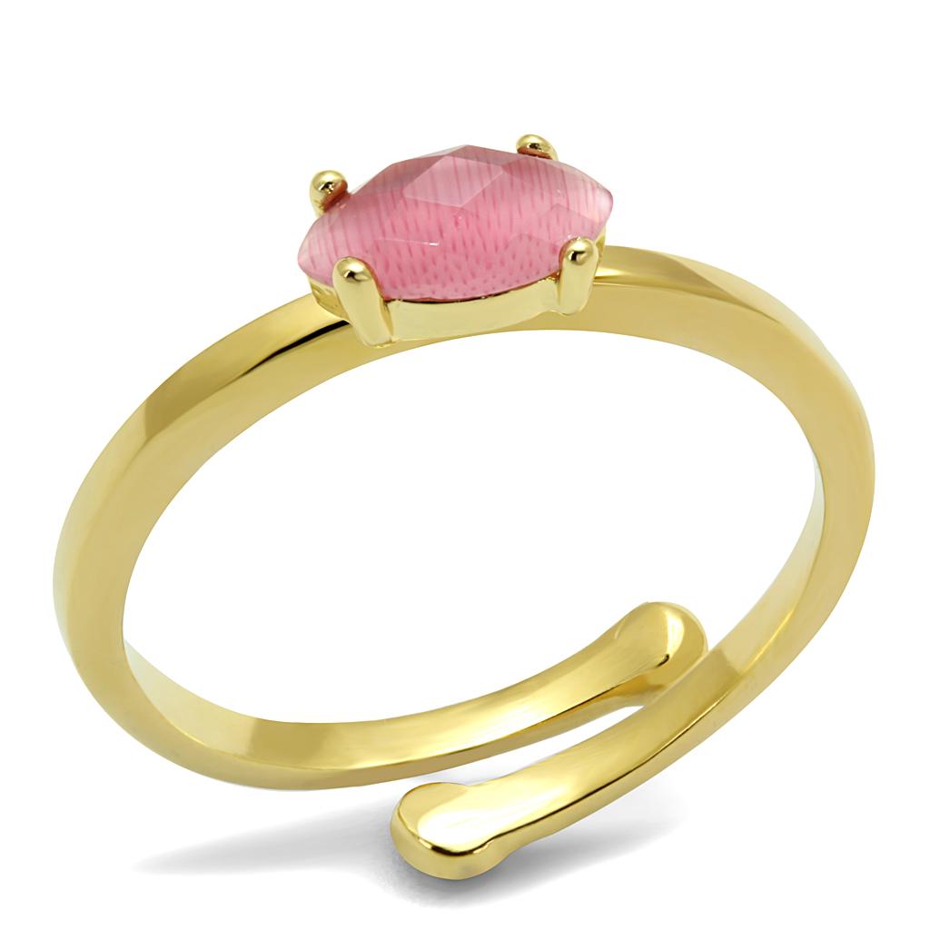 MALO4069 - Flash Gold Brass Ring with Synthetic Cat Eye in Rose