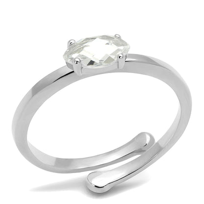 MALO4070 - Rhodium Brass Ring with AAA Grade CZ  in Clear