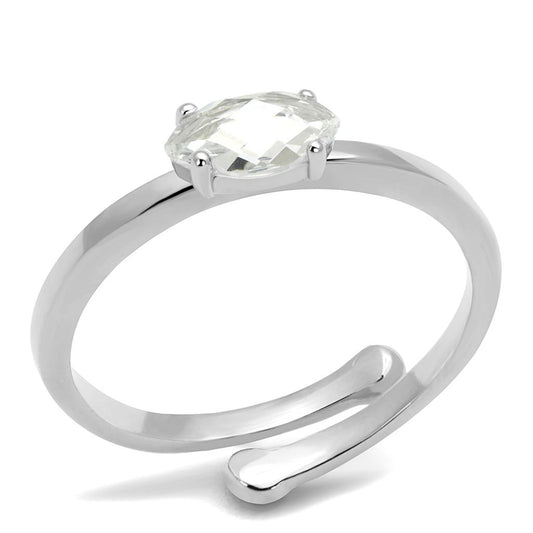 MALO4070 - Rhodium Brass Ring with AAA Grade CZ  in Clear