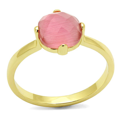 MALO4075 - Flash Gold Brass Ring with Synthetic Cat Eye in Rose