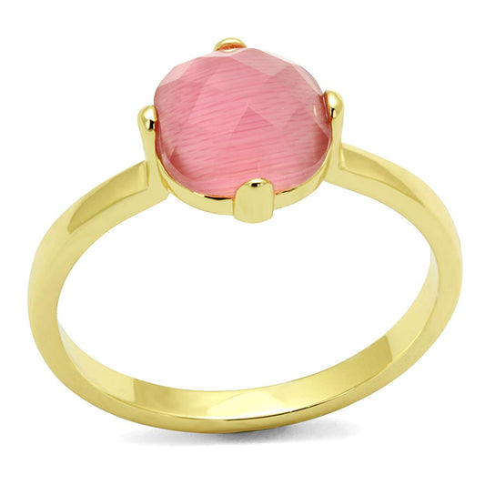 MALO4075 - Flash Gold Brass Ring with Synthetic Cat Eye in Rose