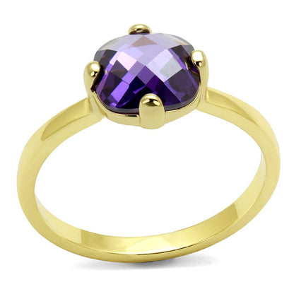 MALO4076 - Flash Gold Brass Ring with AAA Grade CZ  in Amethyst