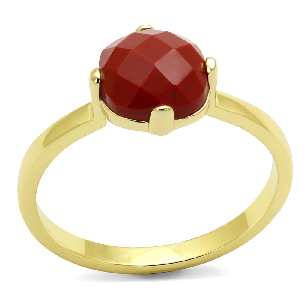 MALO4077 - Flash Gold Brass Ring with Synthetic Synthetic Stone in Siam