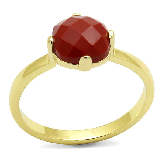 MALO4077 - Flash Gold Brass Ring with Synthetic Synthetic Stone in Siam