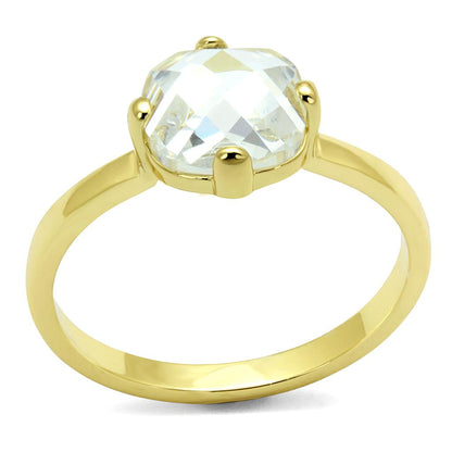 MALO4078 - Flash Gold Brass Ring with AAA Grade CZ  in Clear