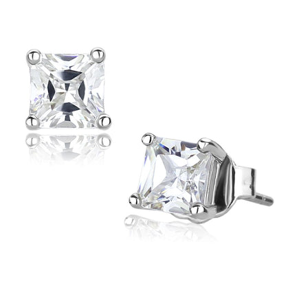 MALO4084 - Rhodium Brass Earrings with AAA Grade CZ  in Clear