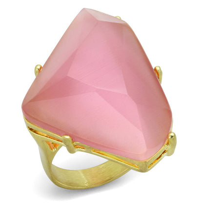 MALO4104 - Gold & Brush Brass Ring with Synthetic Cat Eye in Rose